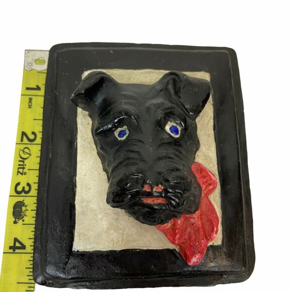 Scottie Dog Plaques Black Art Decor Wall Hanging 4.5" X 4" Set Of Three Vintage - Picture 8 of 13